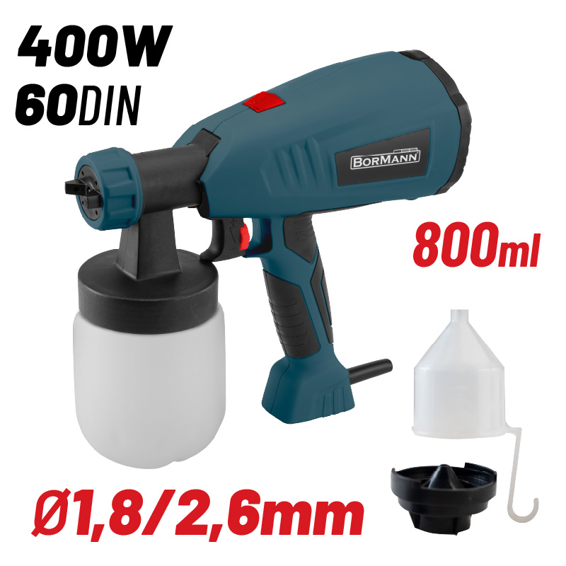 ΠΙΣΤΟΛΙ ΒΑΦΗΣ ΗΛΕΚΤΡΙΚΟ HVLP 400W 800ml BORMANN BPG8100