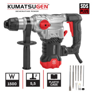 ΣΚΑΠΤΙΚΟ ΠΕΡΙΣΤΡΟΦΙΚΟ ΠΙΣΤΟΛΕΤΟ 1500W SDS-PLUS ΜΕ ΒΑΛΙΤΣΑ ΚΑΙ ΕΞΑΡΤΗΜΑΤΑ KOUMATSUGEN KPH150